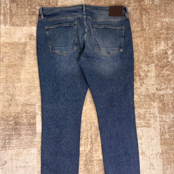 Allsaints "Rex" Slim Straight Lightly Distressed Stretch Jeans in Med Blue, 38 - Picture 3 of 6